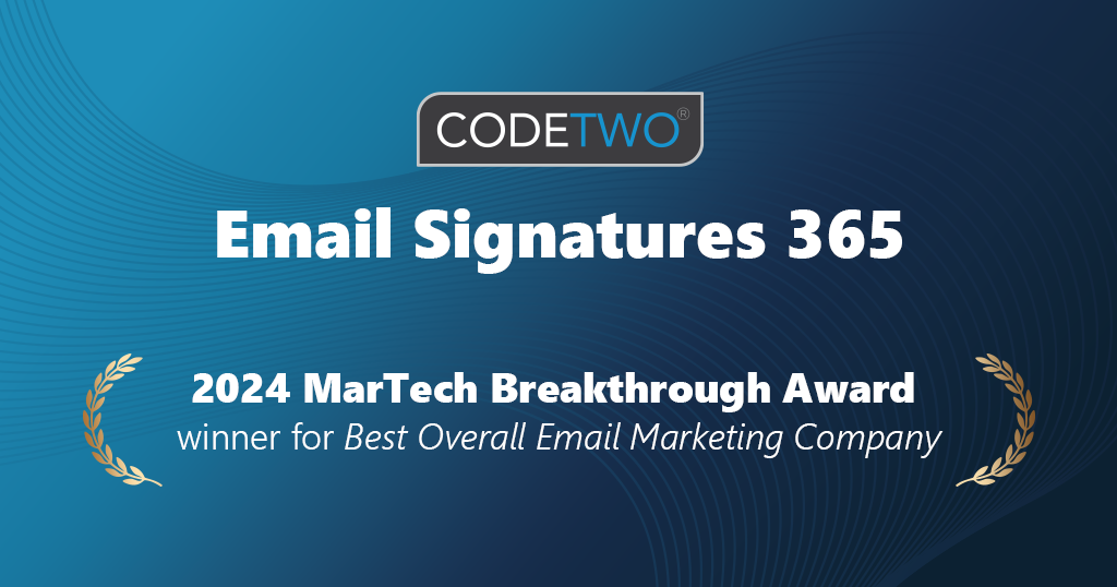 CodeTwo wygrywa nagrodę Best Overall Email Marketing Company od MarTech Breakthrough