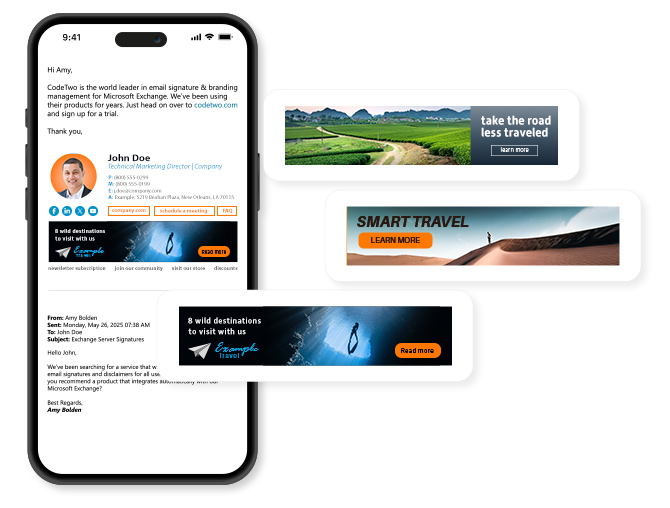 Podpisy i banery we właściwym miejscu