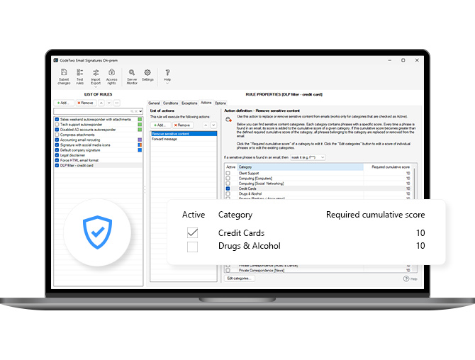 Zabezpieczenia DLP i ochrona przed spamem